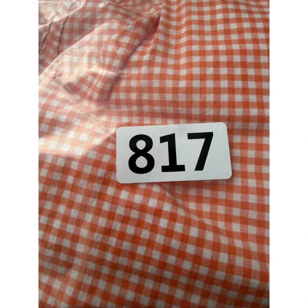 Polo Ralph Lauren Kids Orange Gingham Cotton Button Down Shirt L 14-16 Slim Fit